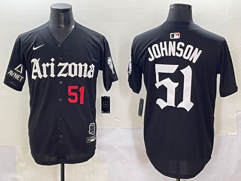 Men 2025 Arizona Diamondback #51 Johnson Black Five generations Joint Name Nike MLB Jersey style 6->arizona diamondback->MLB Jersey